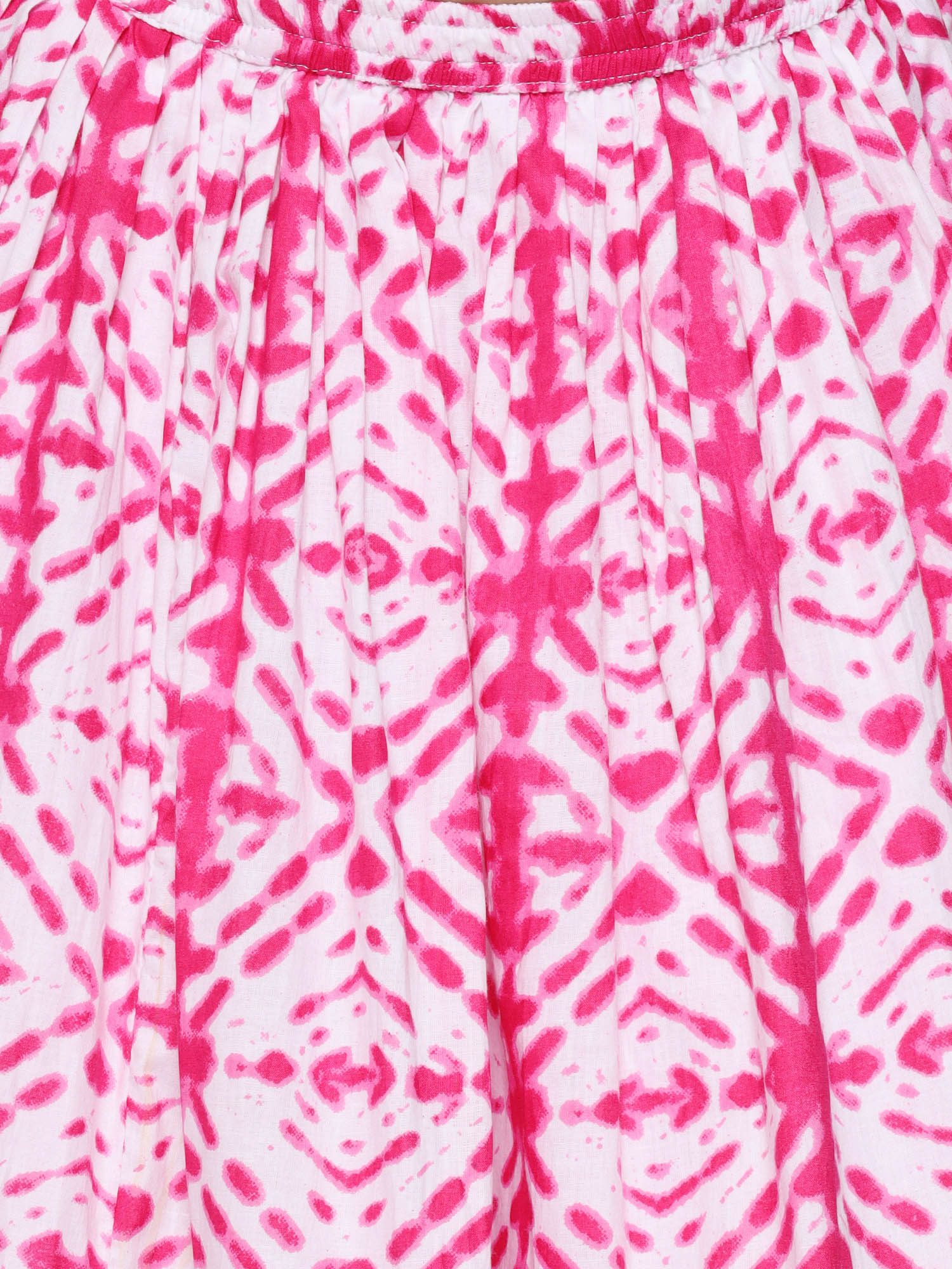 Kids Cotton Bandhani Print Sleeveless Lehenga Choli Set For Girls