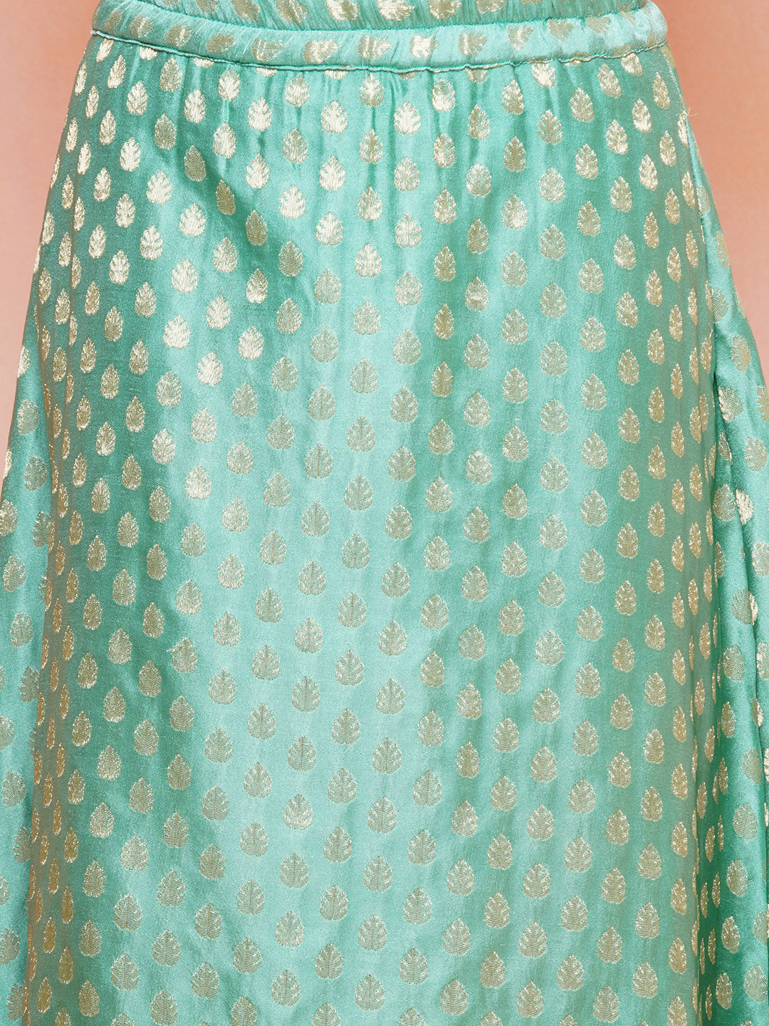 Kids Girls C-Green Brasso Jacquard/Brocade Lehenga Choli - AJ Dezines