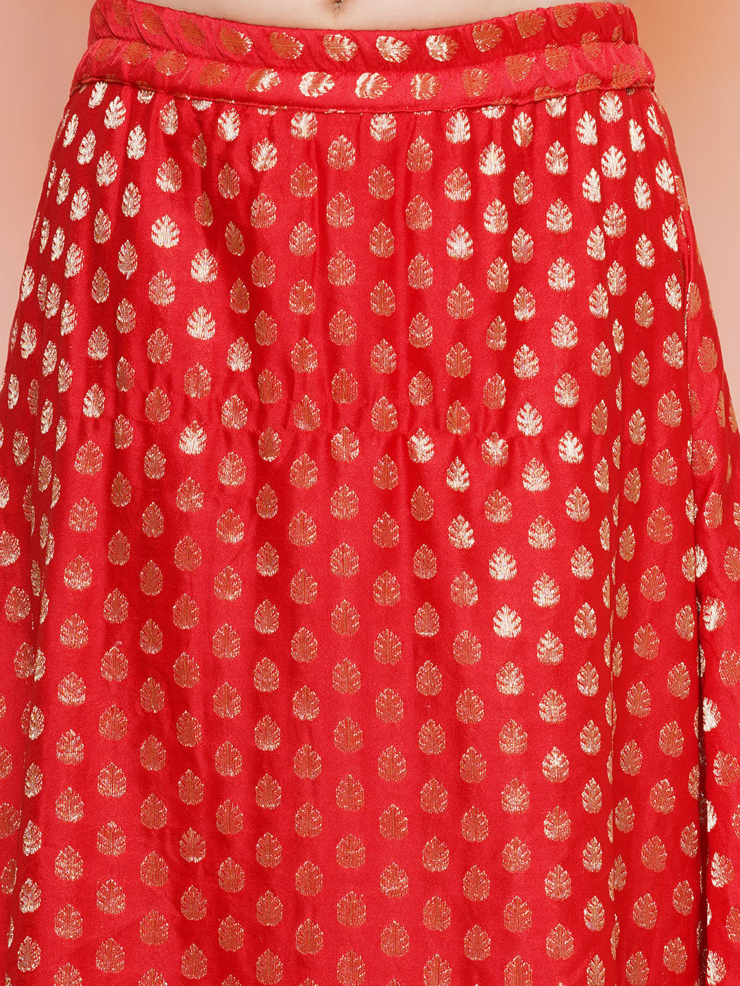 Kids Girls RED Brasso Jacquard/Brocade Lehenga Choli