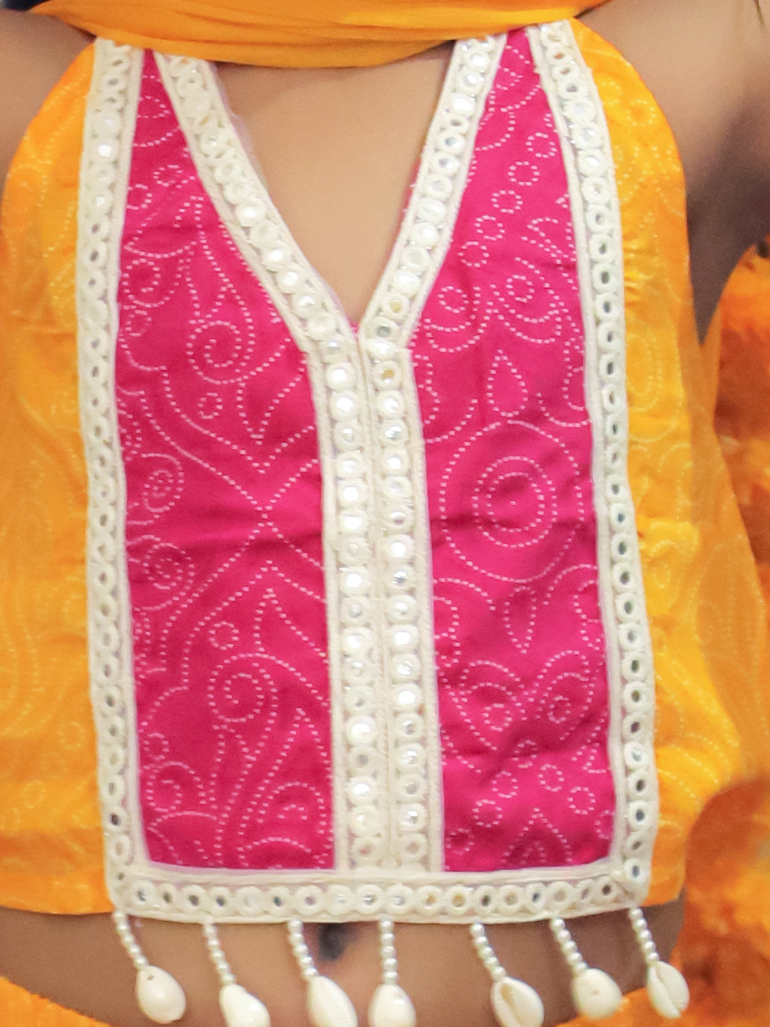 Girls Yellow Cotton Sleeveless Floral Printed Lehenga Choli - AJ Dezines