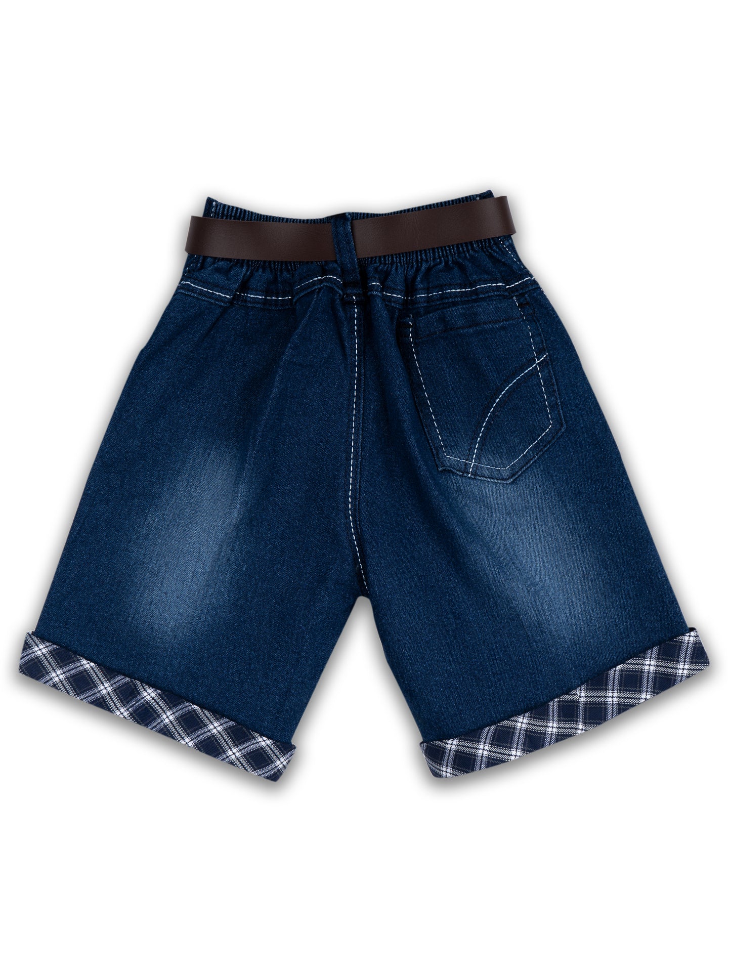 Kids Boys White Checkered Cotton Blend Top & Bottom Set