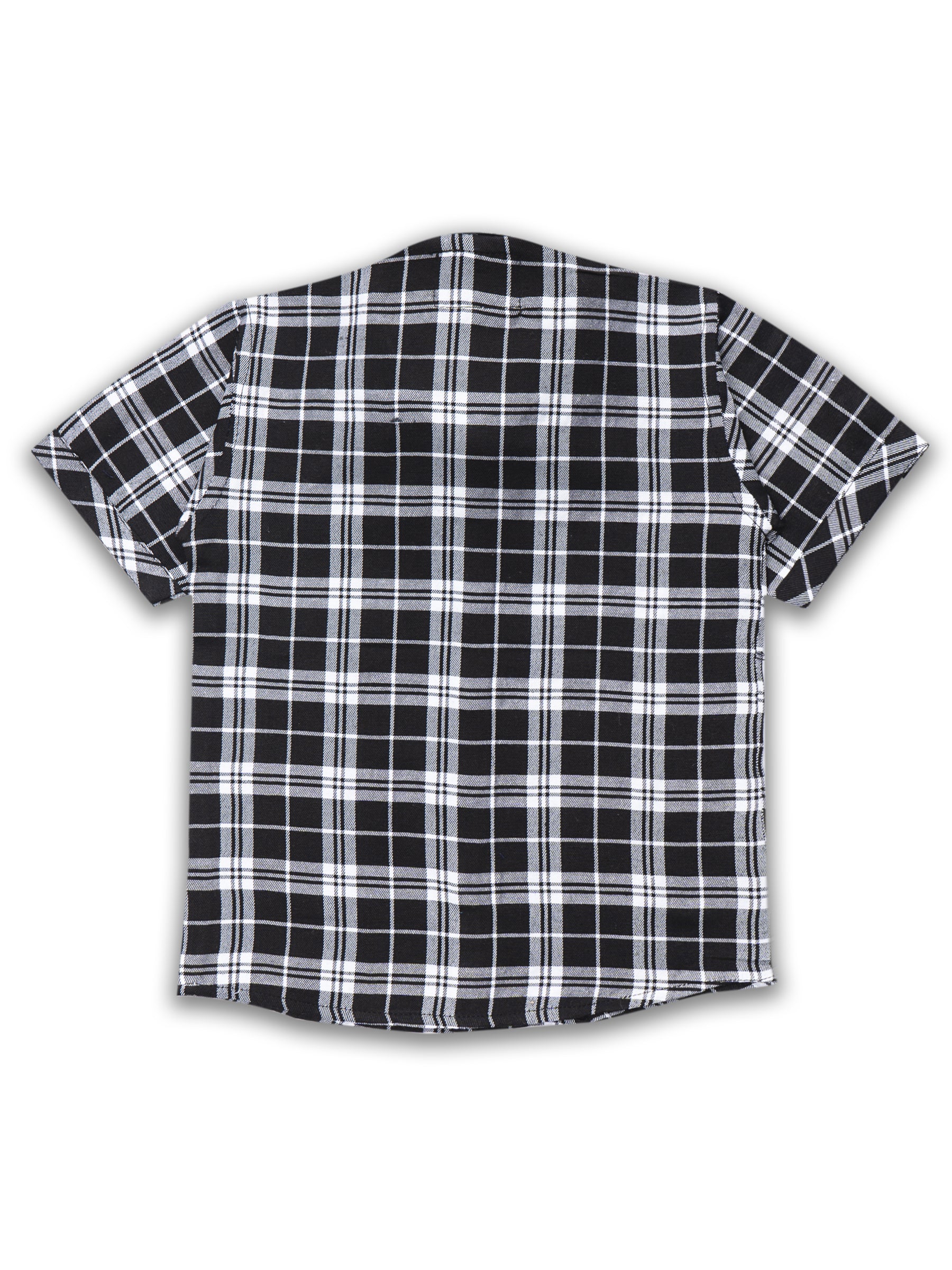Kids Boys Black Checkered Cotton Blend Top & Bottom Set