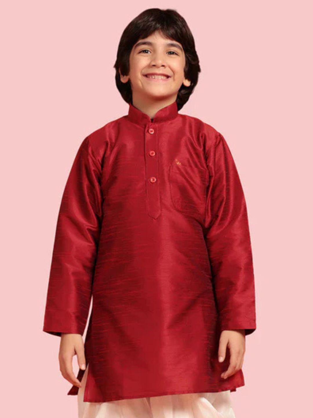 Kids Silk Blend Kurta Pyjama Set for Boys