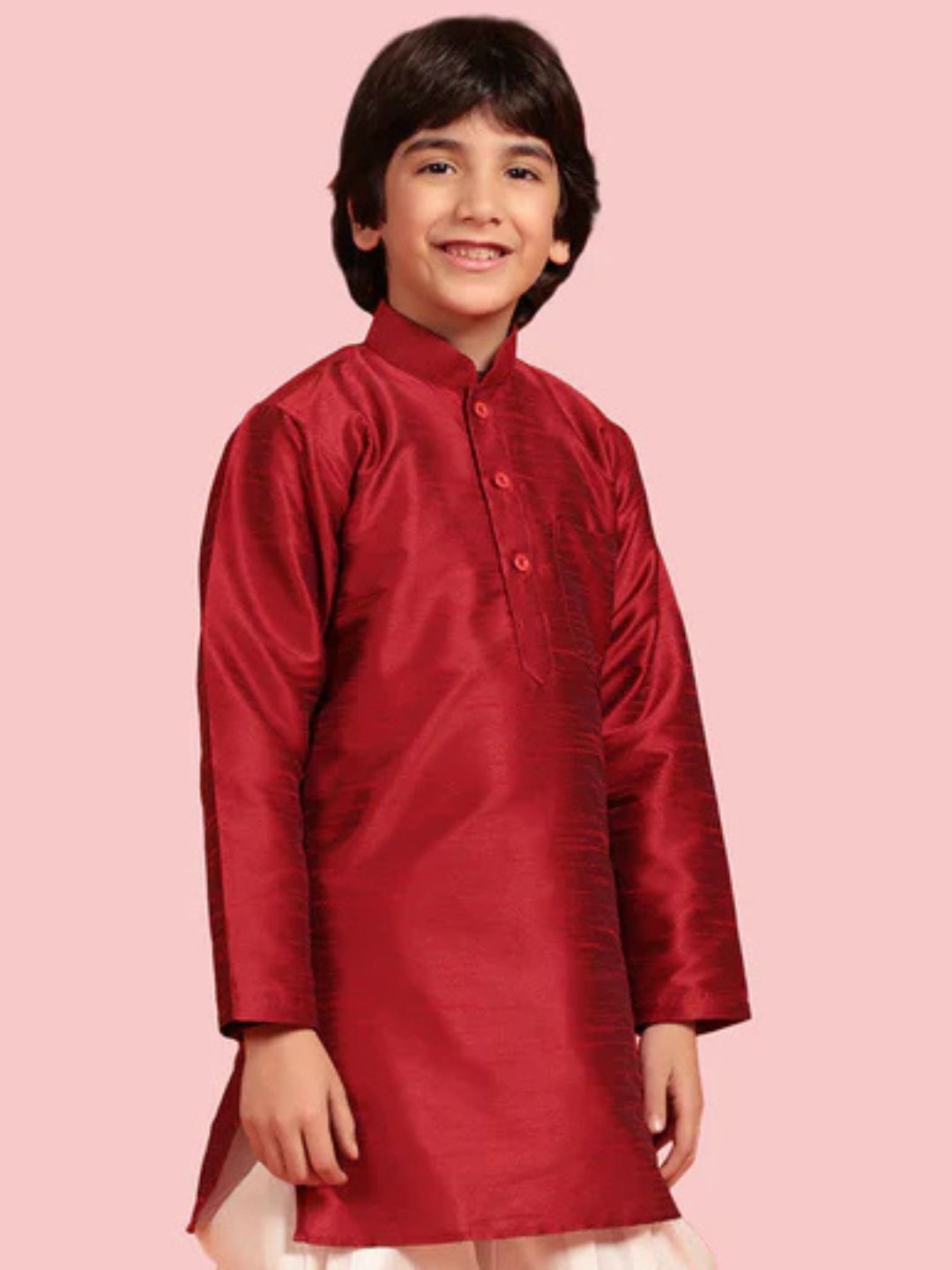 AJ Dezines Kids Silk Blend Kurta Pyjama Set for Boys