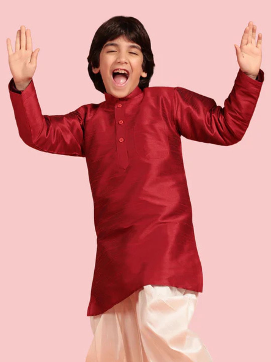 AJ Dezines Kids Silk Blend Kurta Pyjama Set for Boys