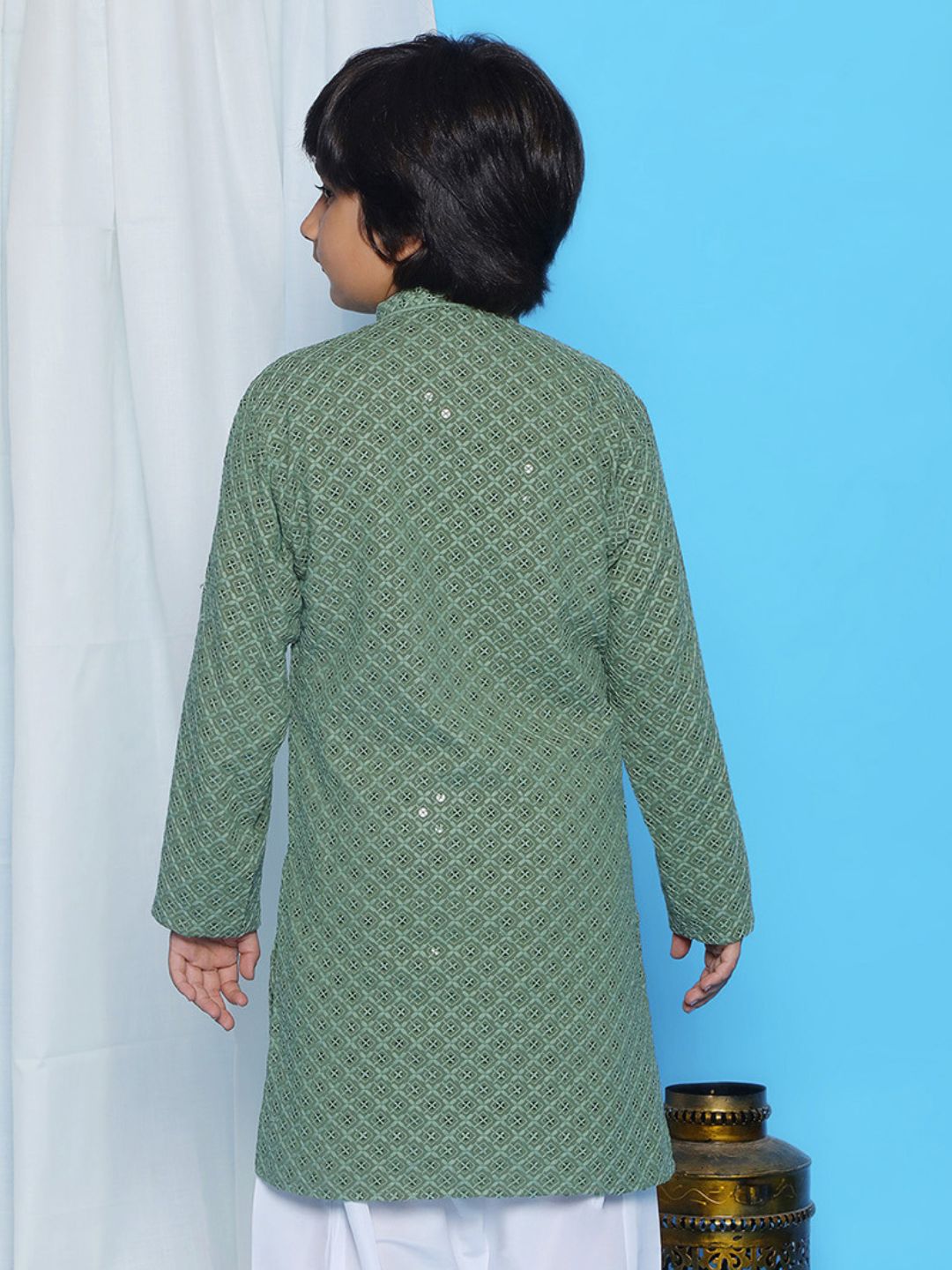 PISTA Schiffli Full sleeves Embroidered Kurta for Boys