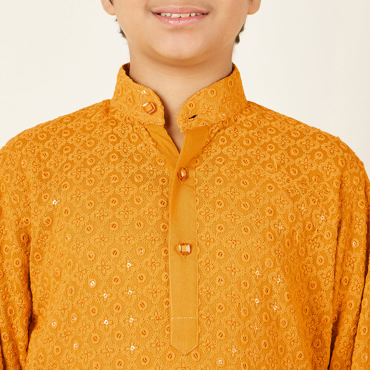 AJ DEZINES Kids Cotton Full Sleeve Sequined Kurta for Boys - Ethnic wear
