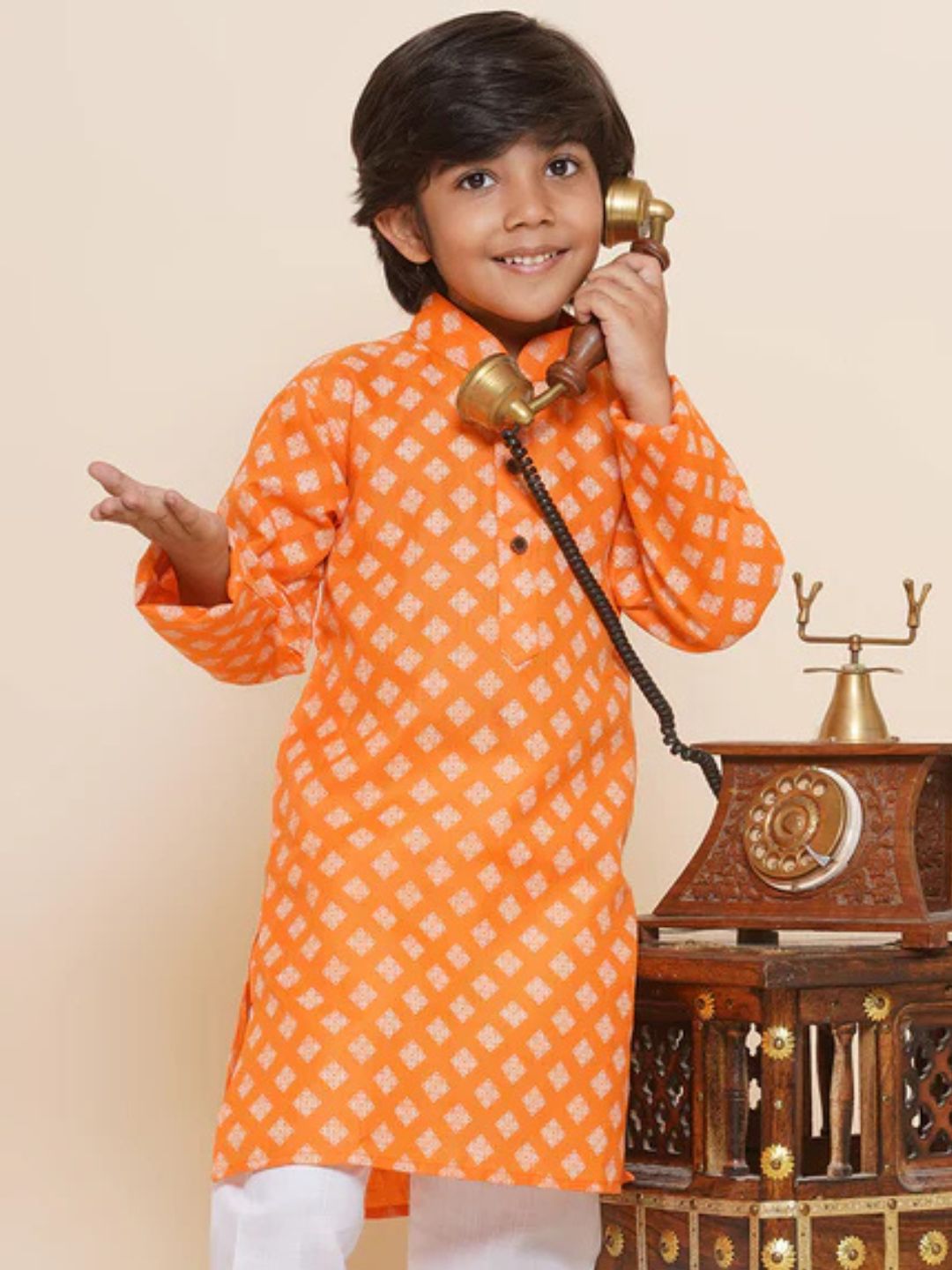 Kids Ethnic Wear Cotton Printed Kurta for Boys (Only Kurta)