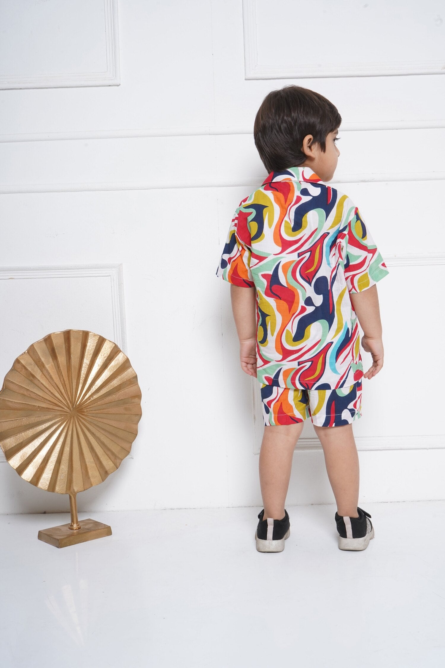 Kids Boys Blue Abstract Print Cotton CO-Ords Set