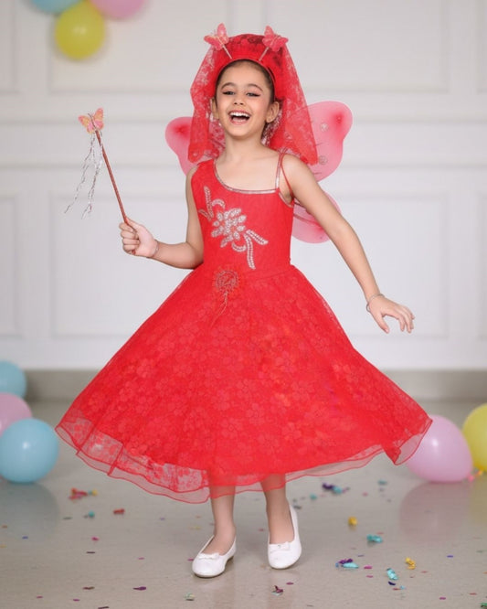 AJ Dezines Kids Birthday Pari Gown Christmas Dress for Girls with Wings