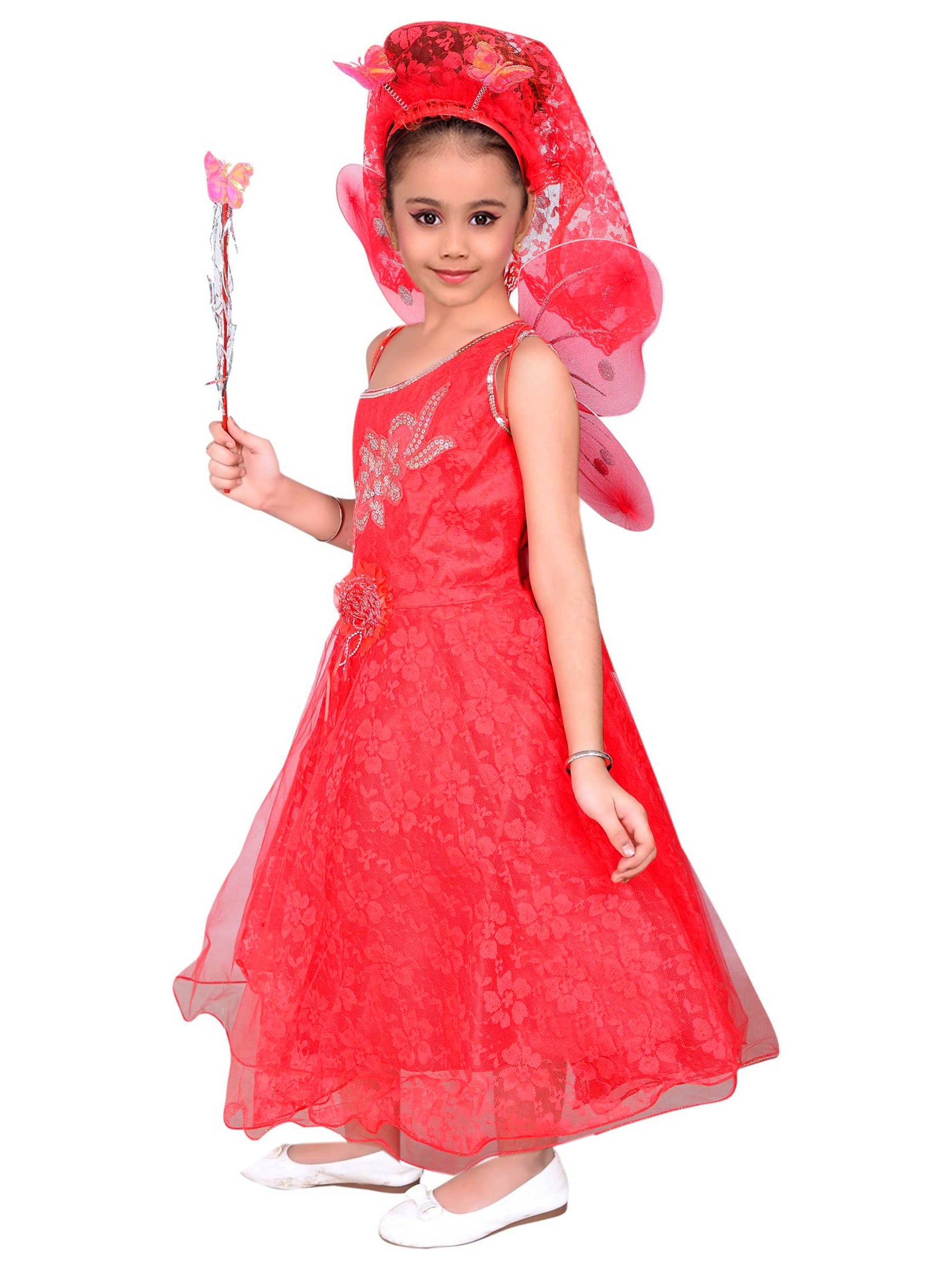 Kids Fairy Wings Pari Gown Dress for Girls