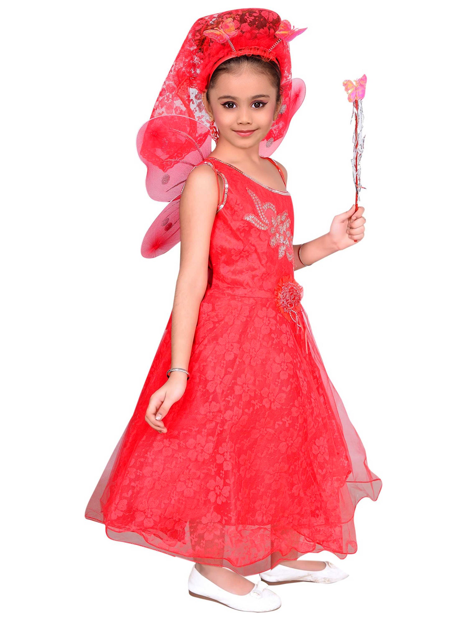 Kids Fairy Wings Pari Gown Dress for Girls
