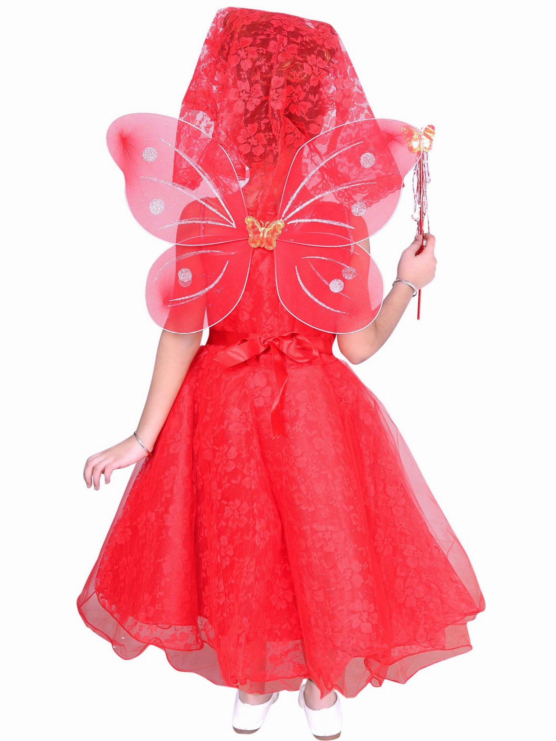 Kids Fairy Wings Pari Gown Dress for Girls