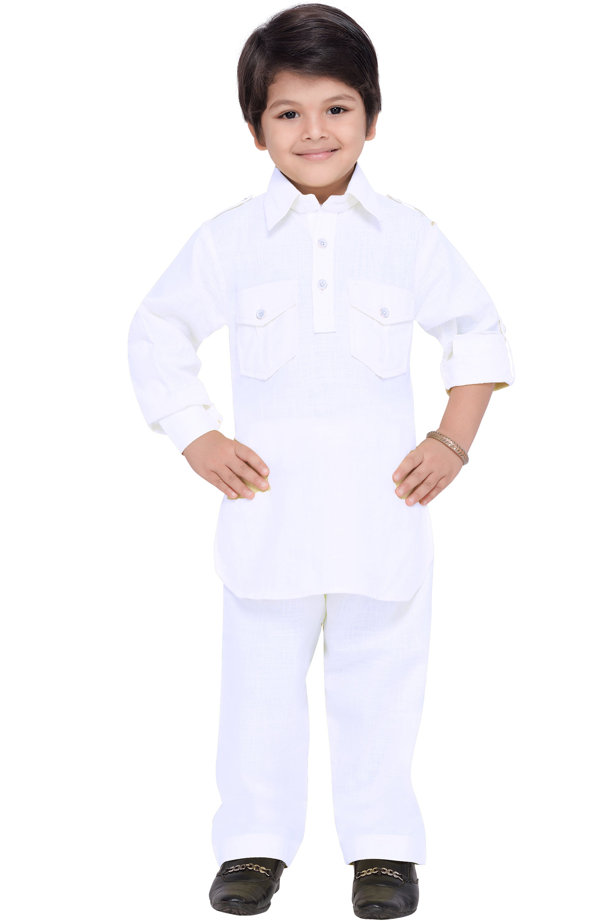 Linen Cotton Kid Boy Pathani Kurta Pajama