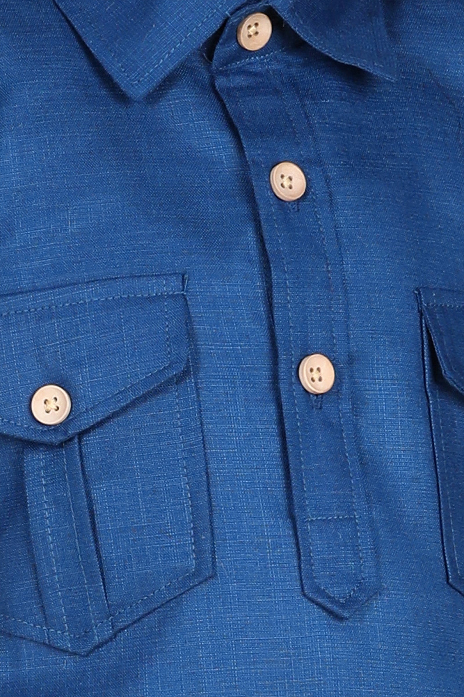 Boys Blue Solid Cotton Pathani Suit for Kids