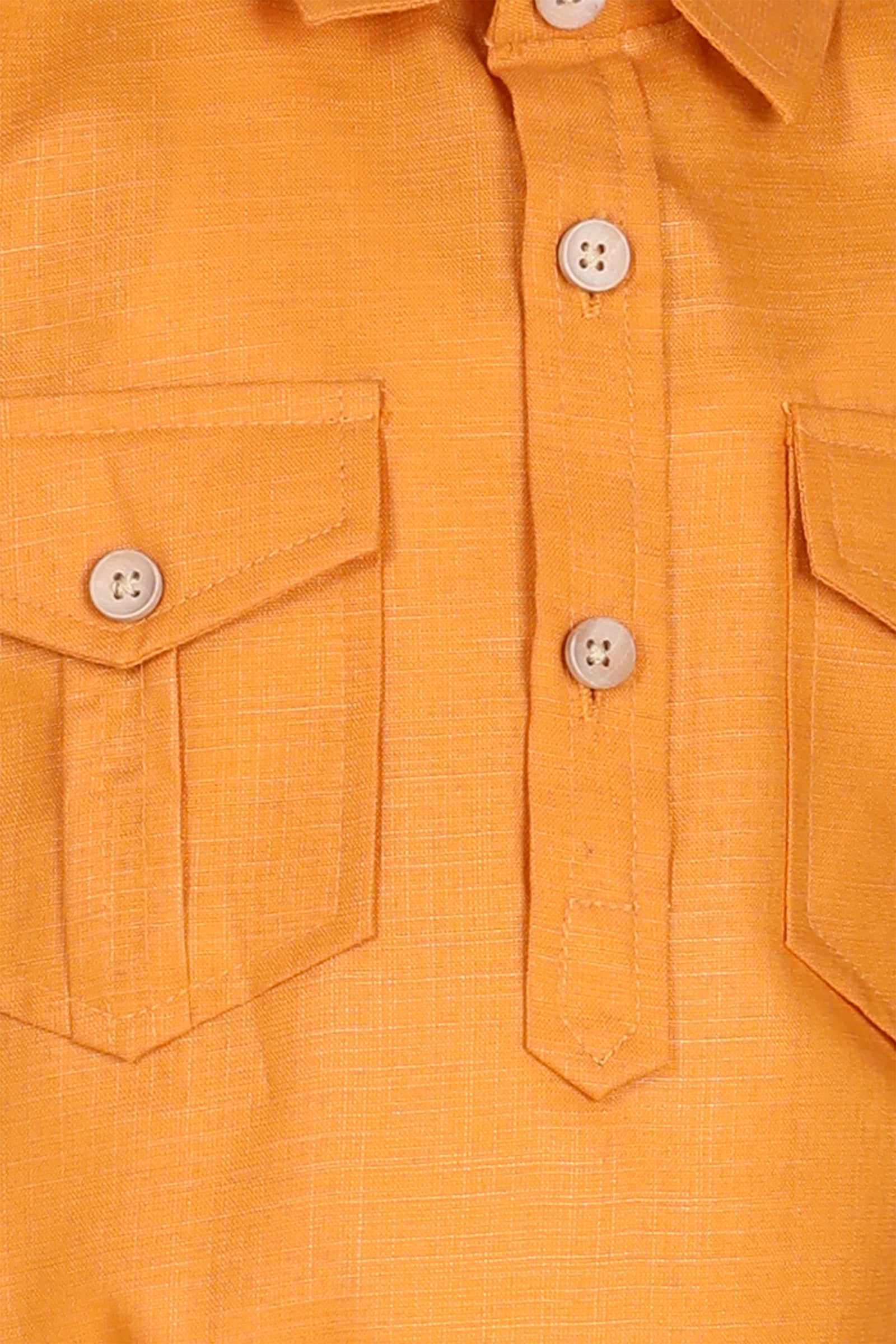 Boys Orange Solid Cotton Pathani Suit for Kids