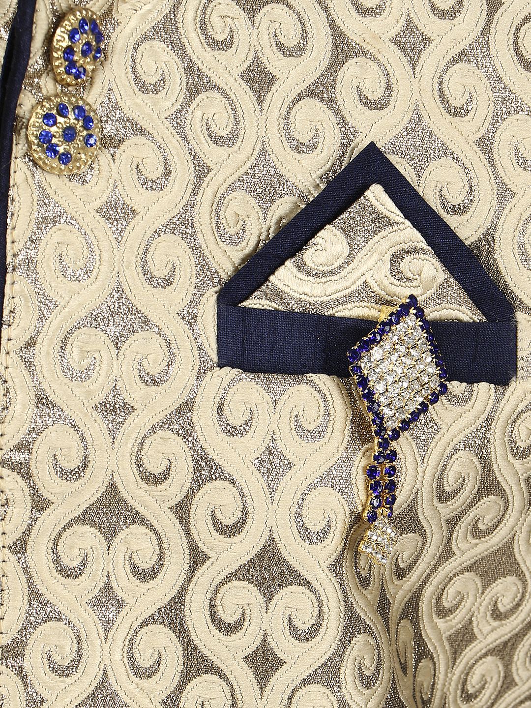 Cotton Silk Blue Kurta Pajama Waistcoat Set for Kids Boys