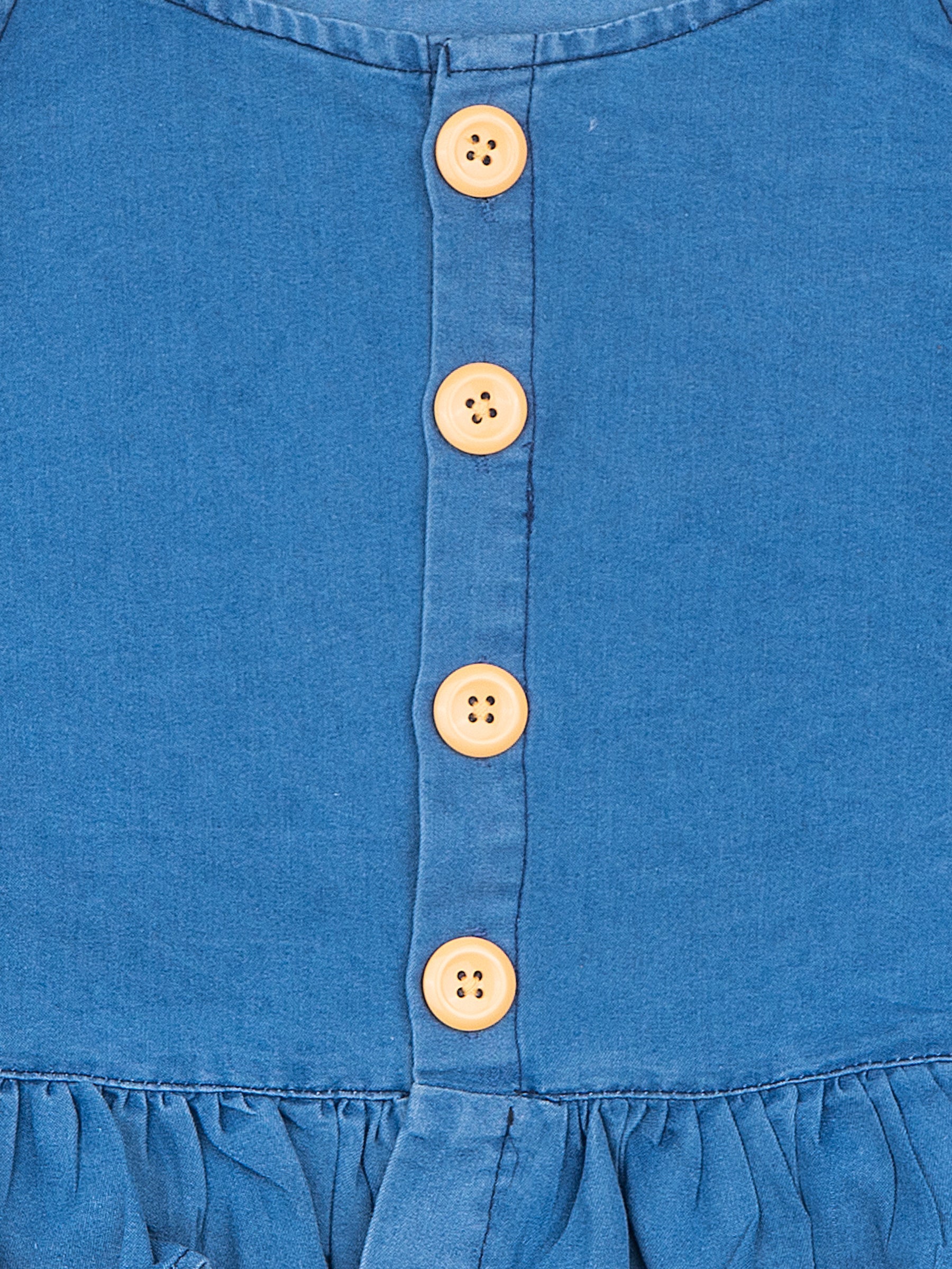 Girls Yellow Solid Denim Top & Bottom Set for Kids