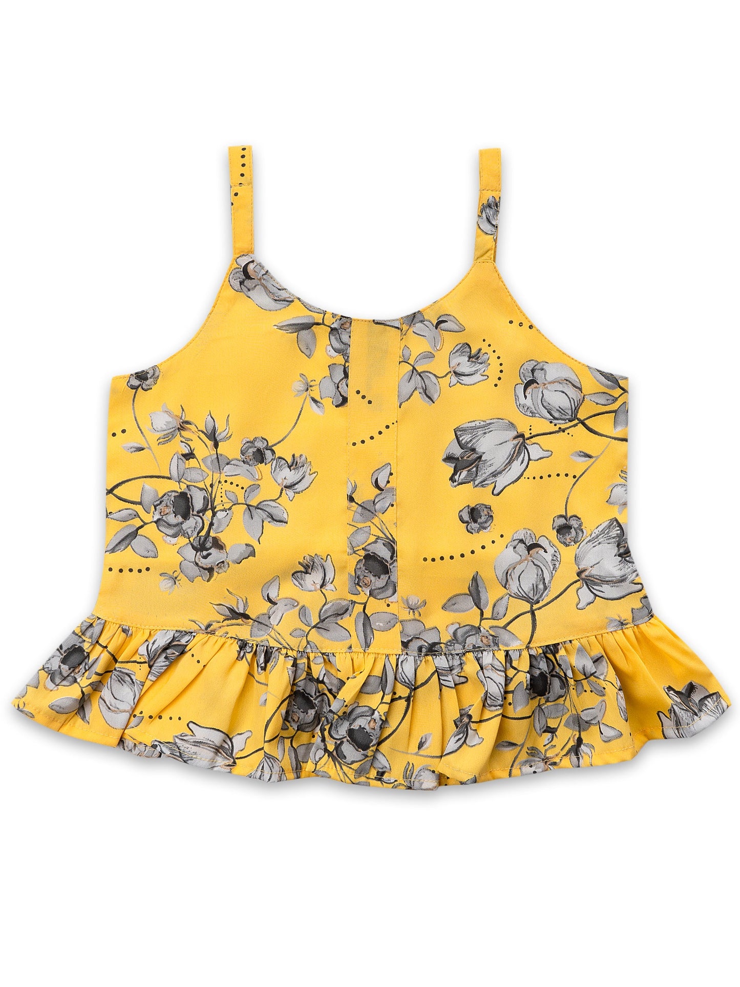 Girls Yellow Floral Top and Short Set